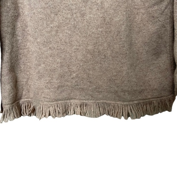 Rafaella 100% Lambswool Turtleneck Sweater Size M Fringes Neutral Western Boho - Picture 4 of 7